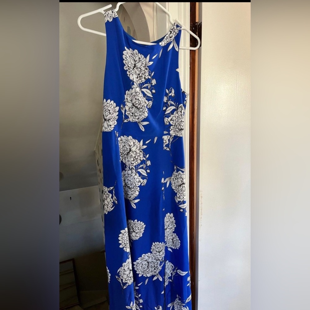 Vince Camuto Blue and White Floral Maxi Dress